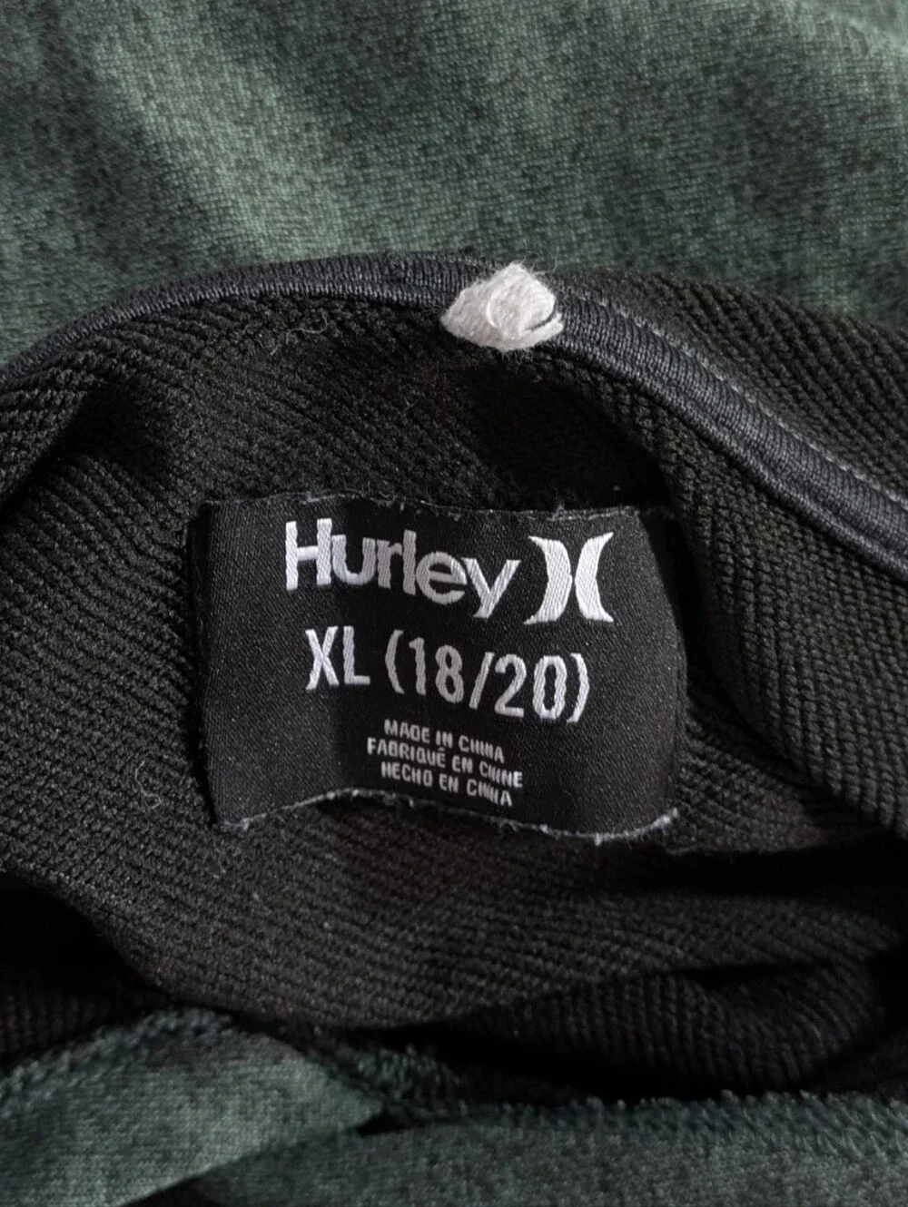 Hurley Logo H2O-Dri Hoodie - Green Black Solar - Size XL 18/20 Boys